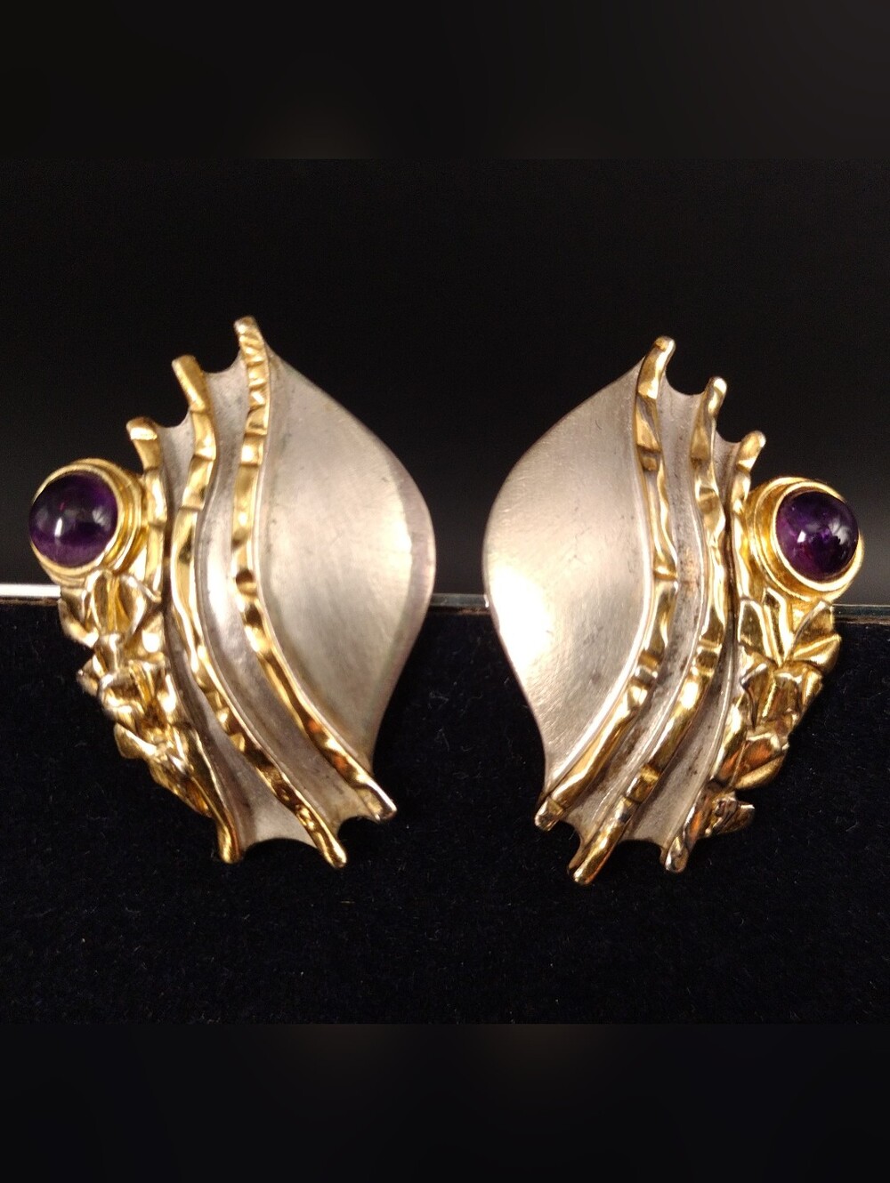 Karen Wentzel KW Gold Vermeil Sterling Silver Amethyst Pierced Earrings